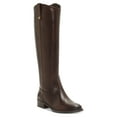 thumbnail image 1 of INC Womens Brown Elastic Goring Pull Tab At Sides Cushioned Studded Fawne Round Toe Block Heel Zip-Up Leather Riding Boot 9 M WC, 1 of 2