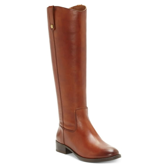 INC Womens Brown Elastic Goring Pull Tab At Sides Cushioned Studded Fawne Round Toe Block Heel Zip-Up Leather Riding Boot 9 M