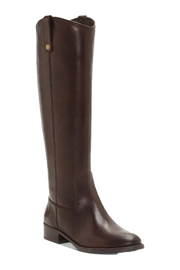 Womens Brown Goring Fawne Round Toe Block Heel Zip-Up Leather Riding Boot 11 M