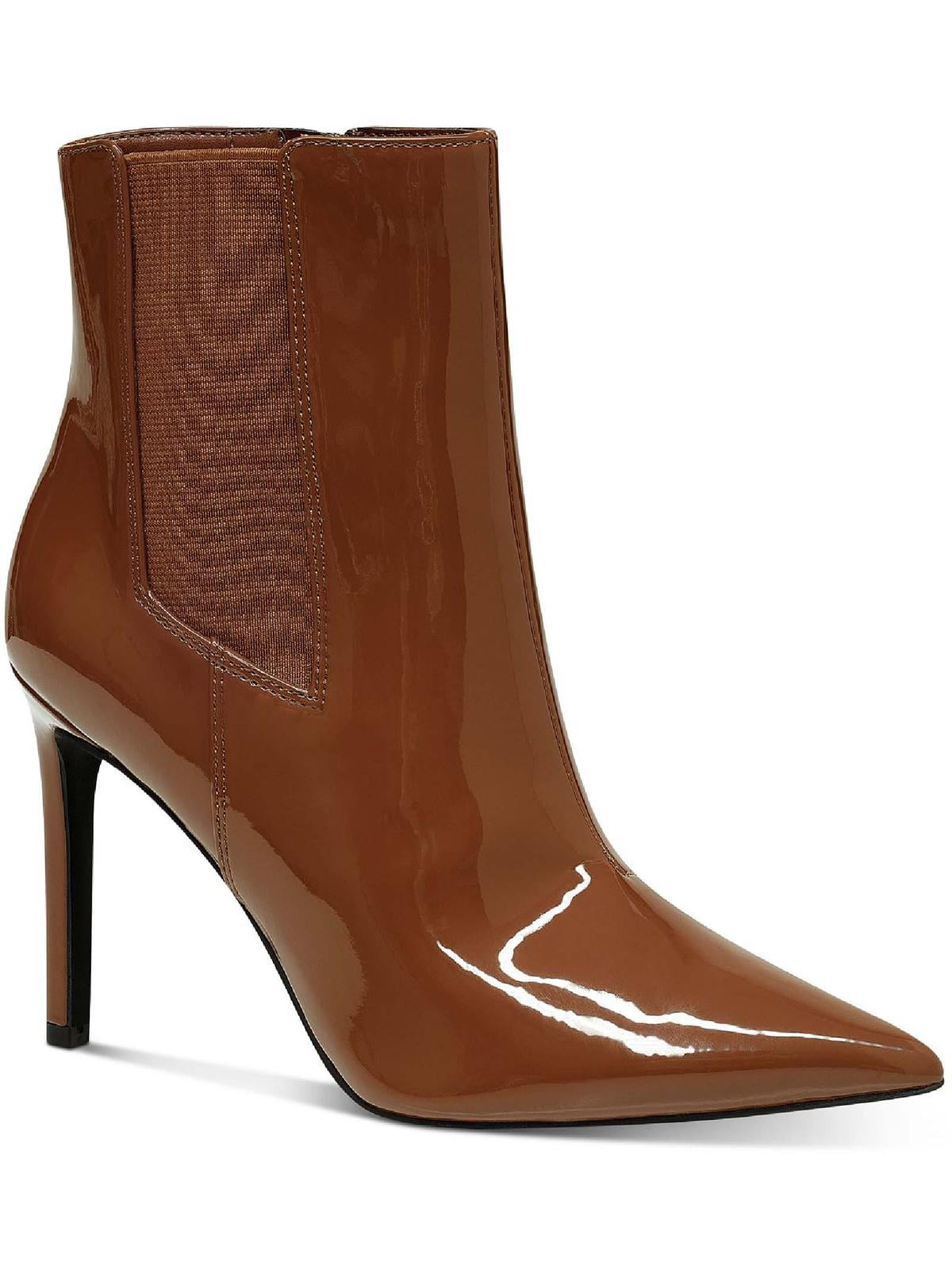 CALVIN KLEIN Womens Gray Goring Sacha Pointy Toe Stiletto Zip-Up Heeled Boots M