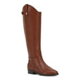 thumbnail image 1 of INC Womens Brown Pull Tab Goring Studded Comfort Aleah Round Toe Stacked Heel Zip-Up Leather Riding Boot 6 M, 1 of 4