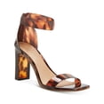 thumbnail image 1 of INC Womens Brown Translucent Straps Ankle Strap Padded Makenna Square Toe Block Heel Zip-Up Dress Sandals Shoes 7 M, 1 of 4
