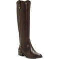 thumbnail image 1 of INC Womens Brown V Elastic Gore Cushioned Studded Fawne Round Toe Block Heel Zip-Up Leather Riding Boot 9 W WC, 1 of 4