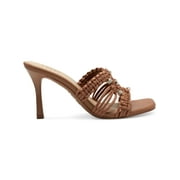 INC Womens Brown Woven Comfort Embellished Benda Square Toe Stiletto Slip On Heeled Sandal 11 M