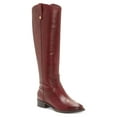 thumbnail image 1 of INC Womens Burgundy Elastic Goring Pull Tab At Sides Cushioned Studded Fawne Round Toe Block Heel Zip-Up Leather Riding Boot 8.5 M, 1 of 4