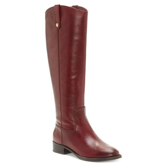 INC Womens Burgundy Elastic Goring Pull Tab At Sides Cushioned Studded Fawne Round Toe Block Heel Zip-Up Leather Riding Boot 8.5 M