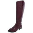 thumbnail image 1 of INC Womens Burgundy Elastic Goring Pull Tab At Sides Cushioned Studded Fawne Round Toe Block Heel Zip-Up Leather Riding Boot 8.5, 1 of 2