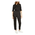 thumbnail image 1 of INC Womens Button Front Pockets Jumpsuit Black 12, 1 of 3