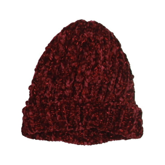 INC Womens Chenille Metallic Beanie Hat