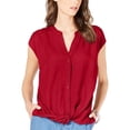 thumbnail image 1 of INC Womens Chiffon Cap Sleeves Button-Down Top Red XXL, 1 of 3
