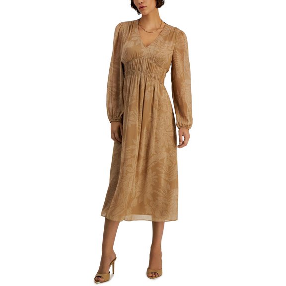 INC International Concepts Womens Printed V Neck Chiffon Dress Seneca Combo 8