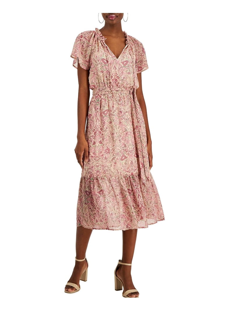 Women's Paisley Flutter-Sleeve Midi Dress Inc Blush Combo 14 - Walmart.com