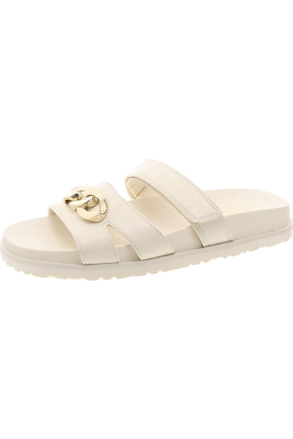 Womens Claren Faux Leather Adjustable Slide Sandals