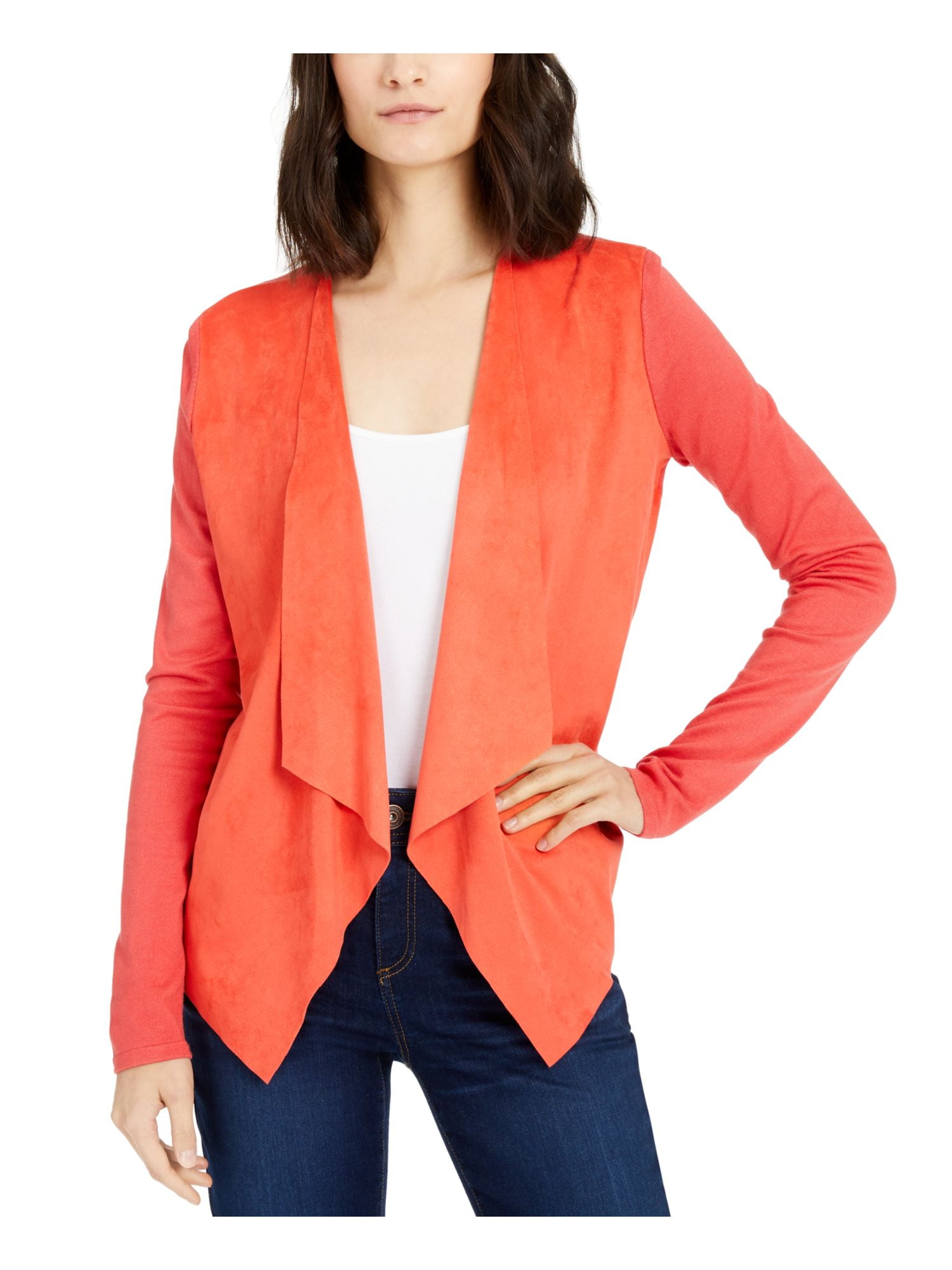 INC Womens Coral Long Sleeve Open Cardigan Top Size S Walmart