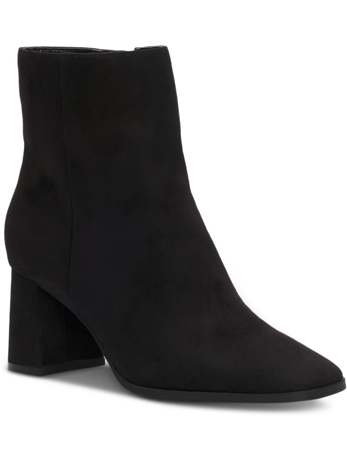 INC Womens Black Cushioned Arch Support Dasha Square Toe Block Heel Zip-Up Leather Dress Booties M main image 0