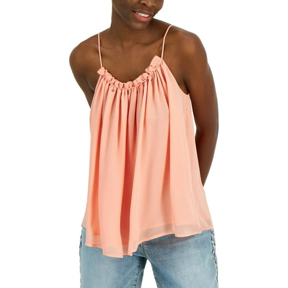 INC International Concepts Womens Embellished Top Peach Parfait M