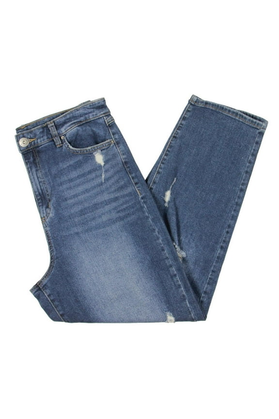 International Concepts Womens High Rise Ripped Mom Jeans Medium Indigo 12