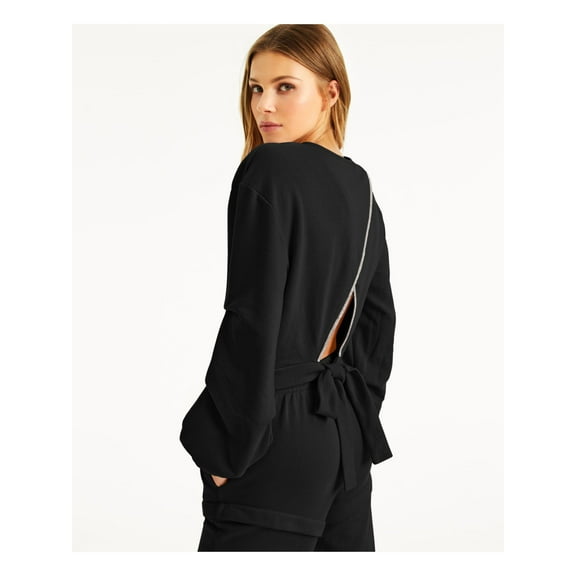 INC Womens   Embellished Cutout-Back Sweatshirt Black S