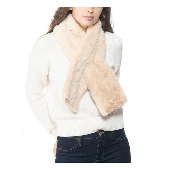 INC Womens Faux Fur Embossed Stole Scarf Tan O/S