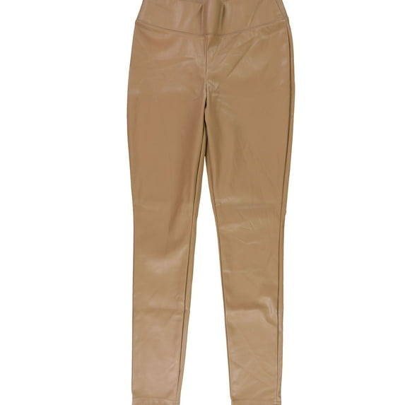INC Womens Faux Leather Ankle Pants Tan 14