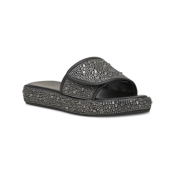 INC Womens Faux Leather Slip On Slide Sandals