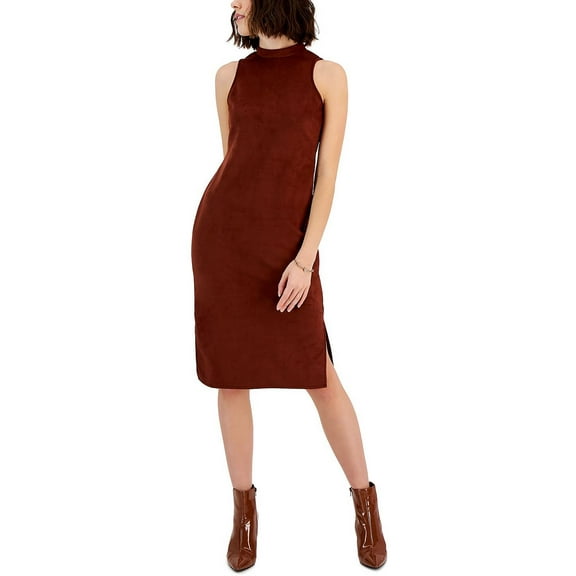 INC Womens Faux Suede Daytime Midi Dress
