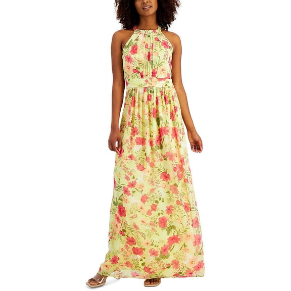 INC Womens Floral Print Halter Maxi Dress