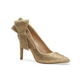 thumbnail image 1 of INC Womens Gold Bow Detail Embellished Padded Silvee Pointed Toe Stiletto Slip On Dress Pumps Shoes 7.5 M, 1 of 4