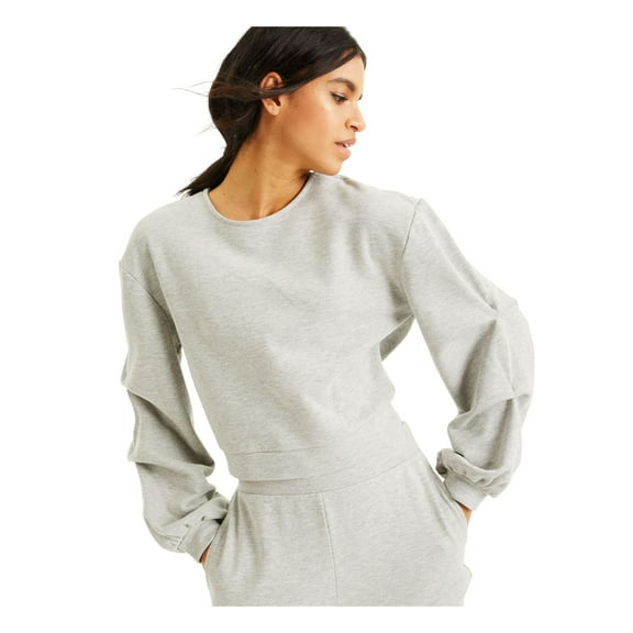 INC Womens Gray Cut Out Embellished Tie Long Sleeve Heather Sweatshirt L
