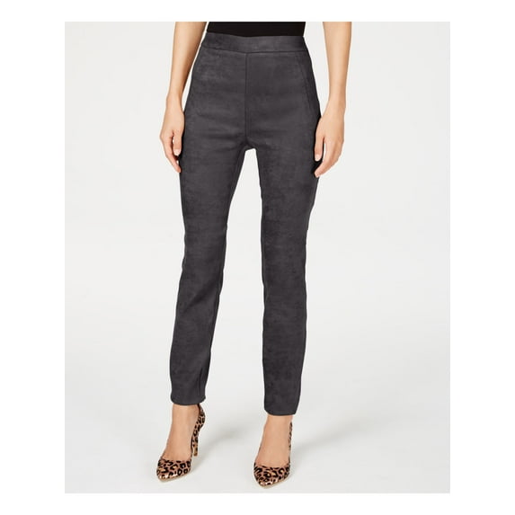 INC Womens Gray Faux Suede Skinny Pants Size: 10
