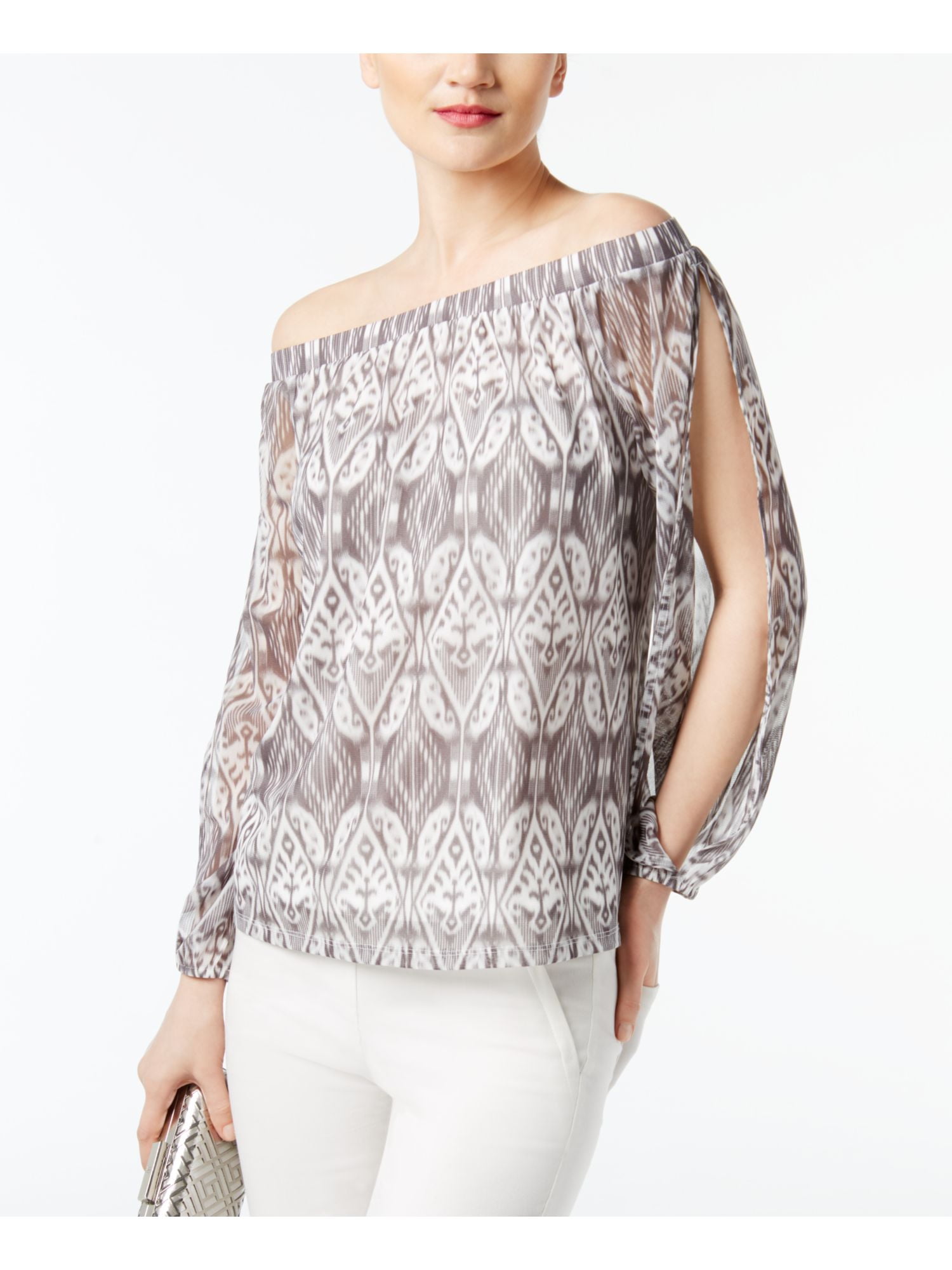 Grey peasant blouse cheap