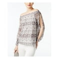 thumbnail image 1 of INC Womens Gray Printed Off Shoulder Peasant Top XL, 1 of 2