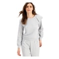 thumbnail image 1 of INC Womens Gray Ruffled Crewneck Long Sleeve Sweatshirt M, 1 of 2