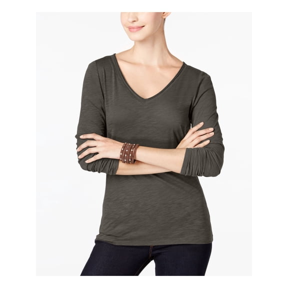 INC Womens Green Scoop Neck Long Sleeve Top XL