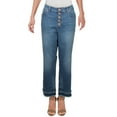 thumbnail image 1 of INC Womens High Rise Ripped Straight Leg Jeans Blue 16, 1 of 2