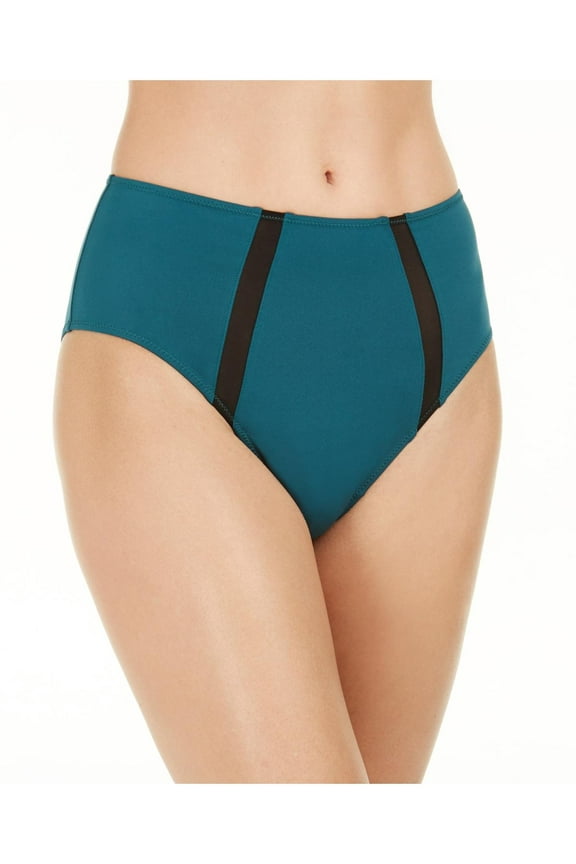 INC Womens High-Waist Mesh Inset Brief Panty Green L