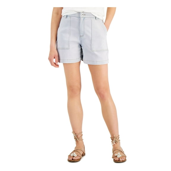 INC Womens Light Blue Denim Pocketed Zippered Button Closure High Waist Shorts 16