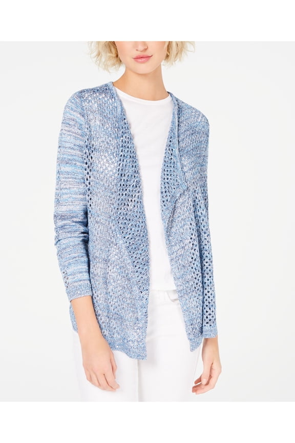 Womens Light Blue Sequined Long Sleeve Open Cardigan Sweater Size: XS