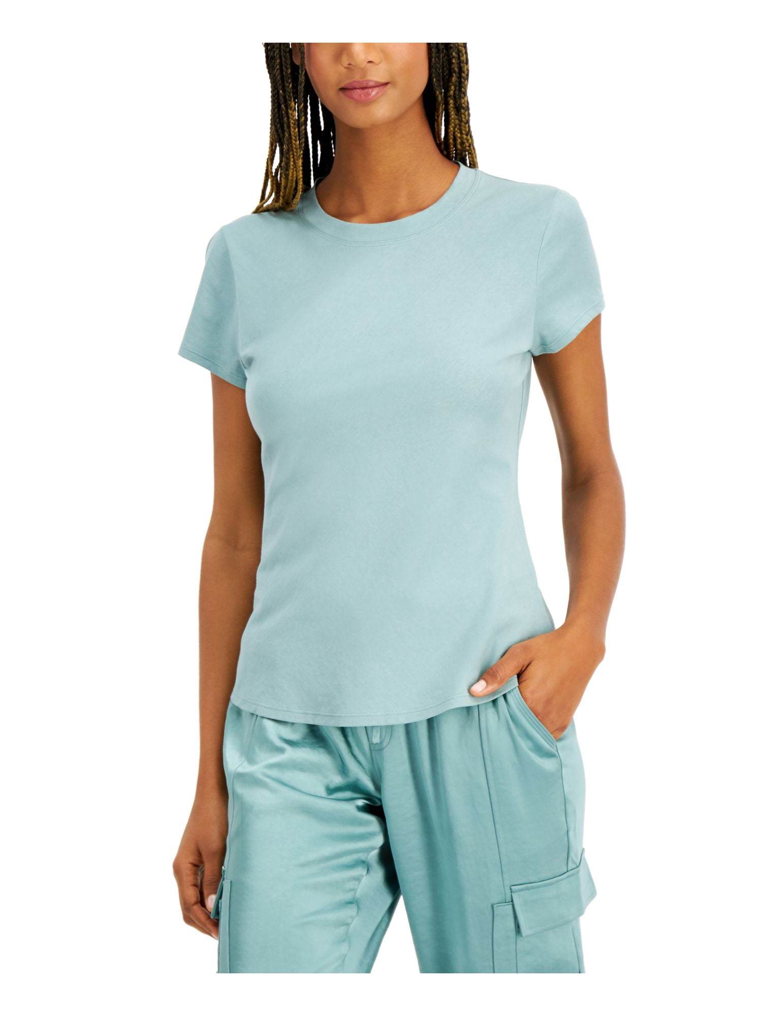 INC Womens Light Blue Short Sleeve Crew Neck T-Shirt XL - Walmart.com