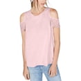 thumbnail image 1 of INC Womens Linen Cold-Shoulder Top Pink L, 1 of 2