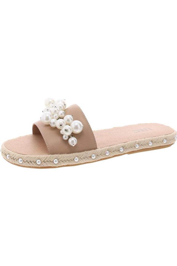 Womens Majorie Faux Leather Flat Slide Sandals