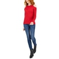 thumbnail image 1 of International Concepts Womens Cold Shoulder Ribbed Knit Metallic Sweater Real Red M, 1 of 1