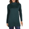thumbnail image 1 of INC Womens Mock Neck Ribbed Tunic Sweater Green S, 1 of 4