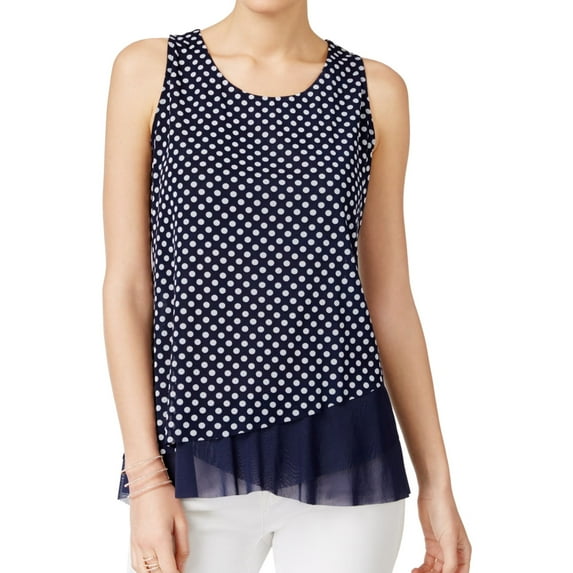 I.N.C Womens Layered-Look Knit Blouse, Blue, X-Large