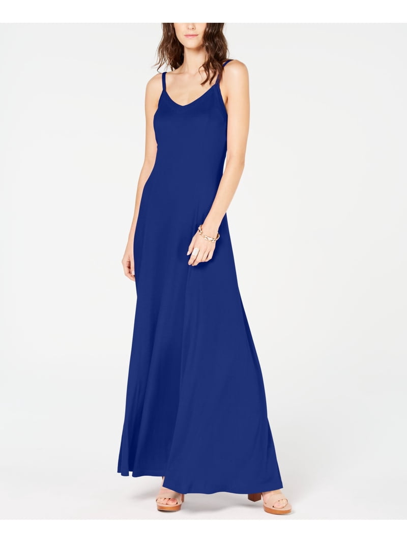 Inc Womens Solid Scoop Neck Maxi Dress Blue M