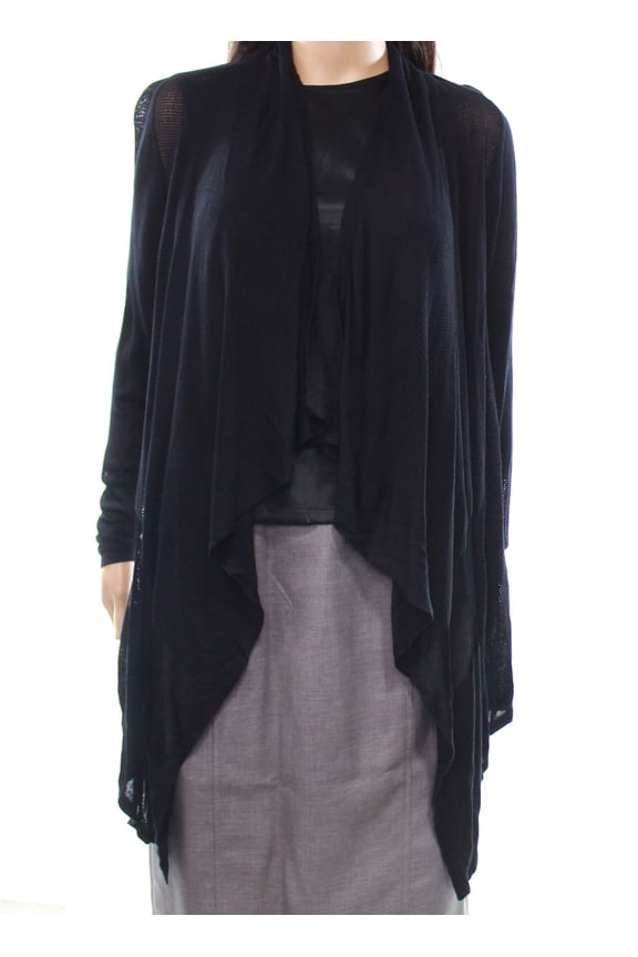 NEW Black Women's Size Small S Open Fly-Away Mesh Long Cardigan