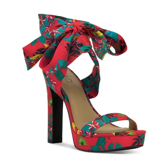 INC Womens Noyar Satin Ankle Tie Platform Sandals