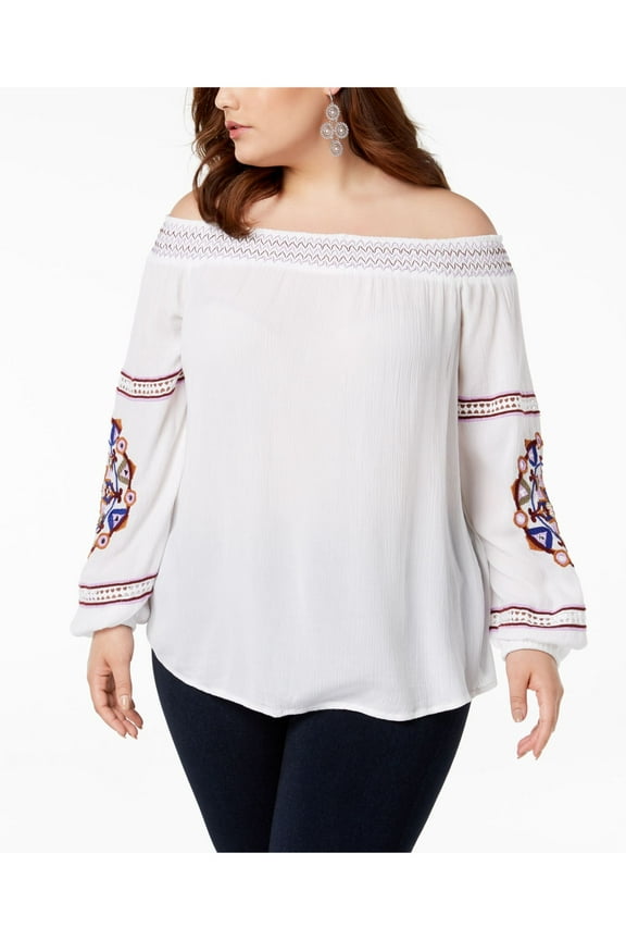 Womens Off Shoulder Long Sleeve Top 2X Plus