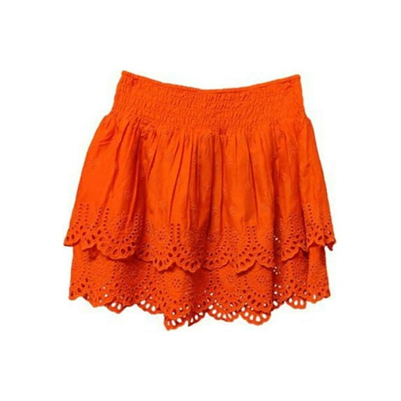 INC Womens Orange Lace Mini Ruffled Skirt S