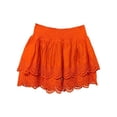 thumbnail image 1 of INC Womens Orange Lace Smocked Mini Ruffled Skirt L, 1 of 2
